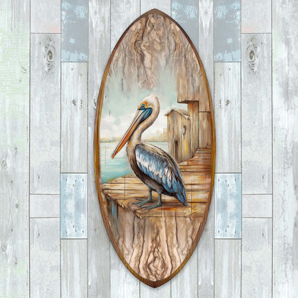 Pelican Surfboard Coastal Wall Art by G. DeBrekht - Coastal Holiday Decor - 8490128HS-3