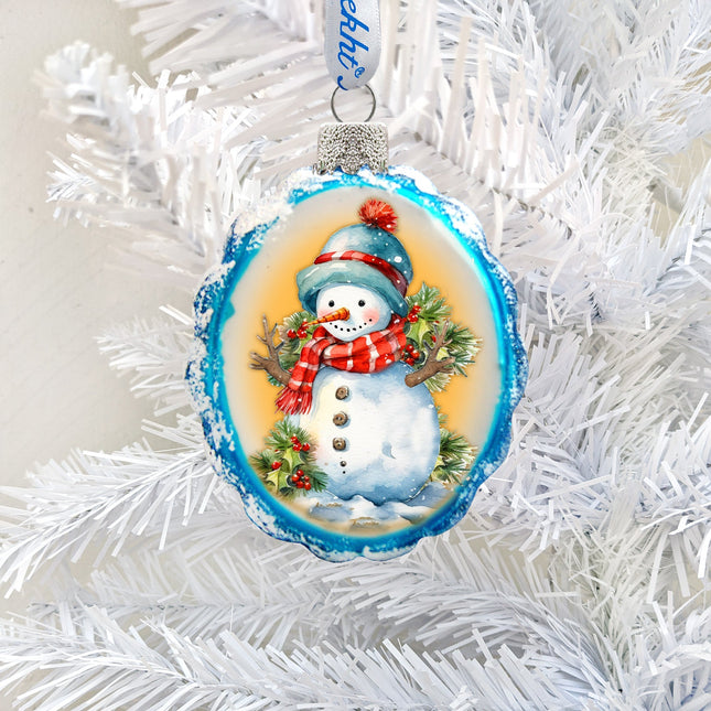 Snowman's Gift Mercury Glass Ornaments by G. Debrekht - Christmas Santa Snowman Decor - 776015-0