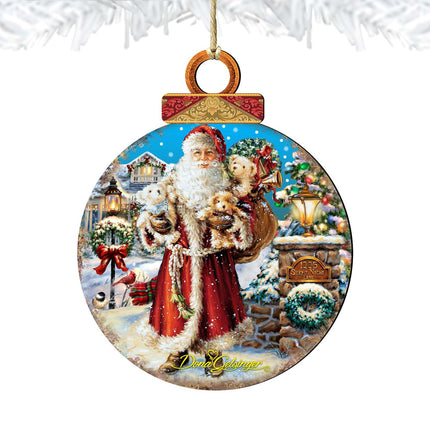 Silent Night Santa Wooden Ornaments by Gelsinger - Christmas Santa Snowman Decor - 8021116-1315-4