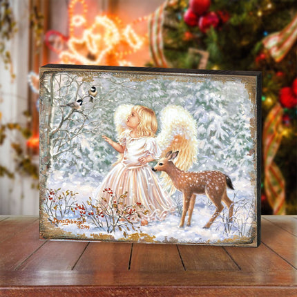 Sweet Christmas Blessings Wooden Wall Art by D. Gelsinger - Nativity Holiday Decor - 95660B-1703-3
