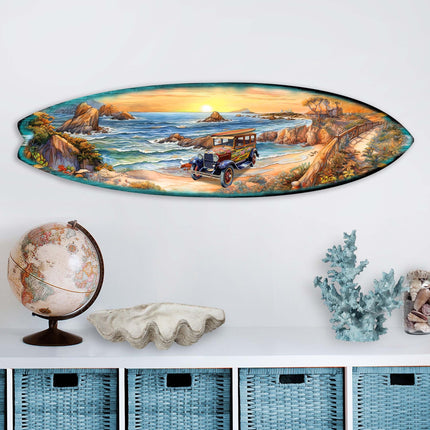 Sunrise at the Beach Surfboard Coastal Wall Art by G. DeBrekht - Coastal Holiday Decor - 8490124HS-3