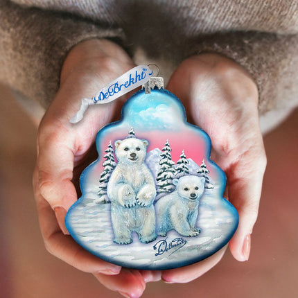 Polar Bear Tree Glass Ornament by G. DeBrekht - Wildlife Holiday Decor - 762-012-2