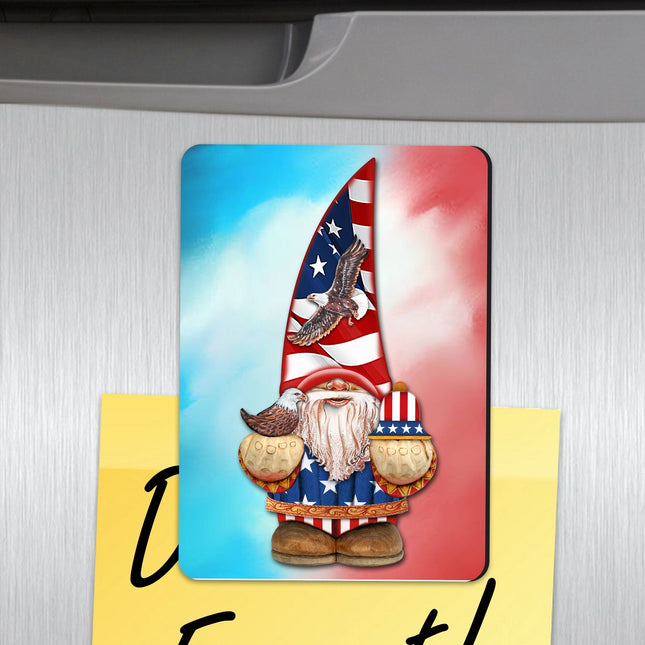 Patriotic Gnome Refrigerator Wooden Magnets Set of 3-0