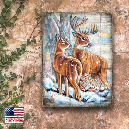 Schmid Deer's Art Wooden Wall Art by Nature Wonders - Nature Wildlife Decor  - 95212B-1