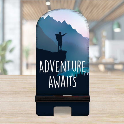 Adventure Awaits Cell Phone Stand Family Decor - Wood Mobile Tablet Holder Charging Station Organizer - 892068-2