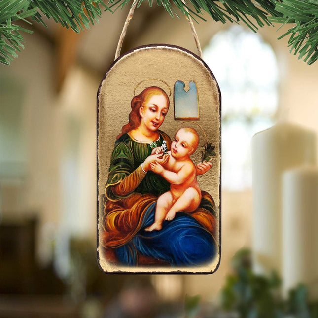 Madonna And Child Religious Christian Sacred Icon Ornament - Inspirational Icon Decor - 87031-0