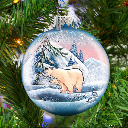 Polar Ice Ball Glass Ornament by G. DeBrekht - Wildlife Holiday Decor - 73411-2