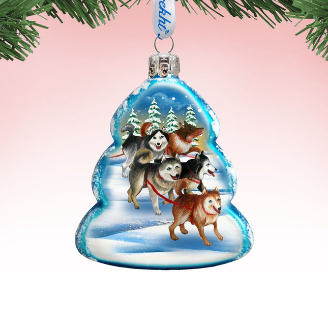 Sleigh Dogs Mercury Glass Ornament by G. DeBrekht - Wildlife Holiday Decor - 771048-0