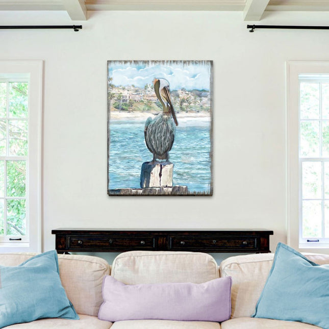 Ocean Serenity Pelicans Wooden Coastal Wall Art by Nature Wonders - Coastal Sea-Life Decor - 95252-3B-0