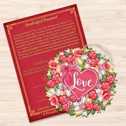 Love Flower Wreath Wooden Ornaments by G.DeBrekht - Love Family Kids Decor - 8185303-4-3