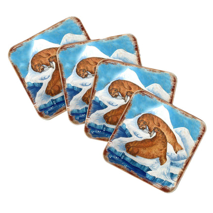 Sea Lions Wooden Cork Coasters Gift Set of 4 by Nature Wonders - Nature Wildlife Decor  - 95377C-S4-4