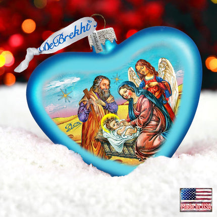 Nativity Heart Glass Ornament by G. DeBrekht - Nativity Holiday Decor - 753-081-1