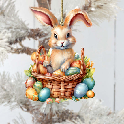 Easter Bunny Wooden Ornaments by G. DeBrekht Easter Spring Decor - 8652770-2
