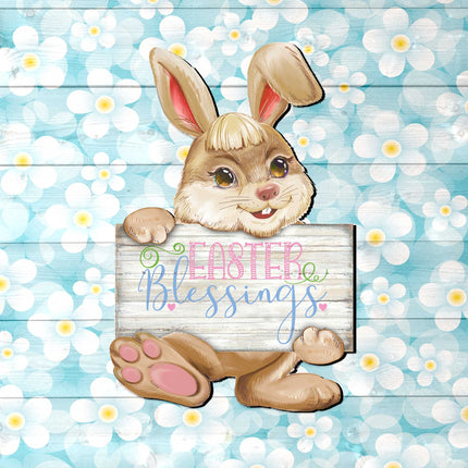 Easter Blessing Bunny Wooden Door Hanger by G. DeBrekht - Easter Spring Decor - 815433-3H-2