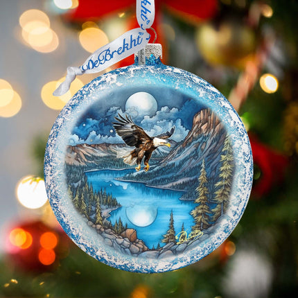 Flying Eagle Glass Ornament by G. DeBrekht - Wildlife Holiday Decor - 744-044-1
