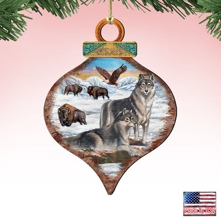 Wolves Drop Wooden Ornaments by G. DeBrekht - Wildlife Holiday Decor - 8035219-0