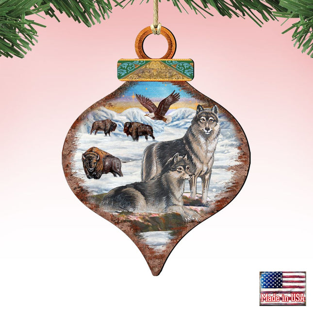 Wolves Drop Wooden Ornaments by G. DeBrekht - Wildlife Holiday Decor - 8035219-0