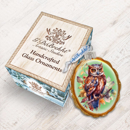 Brown Owl Mercury Glass Ornaments by G. Debrekht - Wildlife Holiday Decor - 776001-3