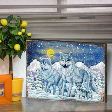 Rustic Wolves Art Wooden Wall Art by Nature Wonders - Nature Wildlife Decor  - 95211B-3