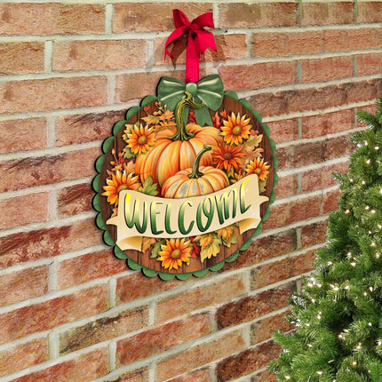 Welcome Front Door Welcome Sign, Wooden Front Porch Decor by G. Debrekht Thanksgiving Halloween Decor - 933123H-3