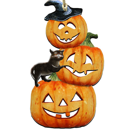 Scary Stacking Pumpkins Halloween Door Decor by G. DeBrekht - Thanksgiving Halloween Decor - 8158415H-4