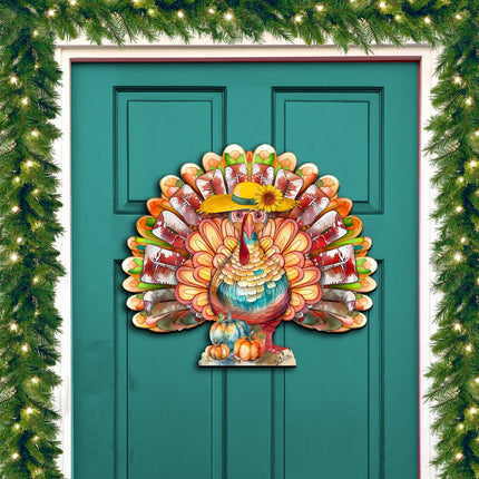 Thanksgiving Turkey Holiday Door Decor  by G. Debrekht - Thanksgiving Halloween Decor  - 8611055H-1