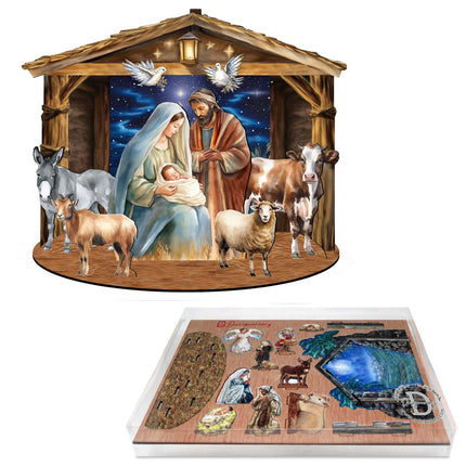 Classic Holy Family Nativity Scene Decorative Village Set by G. Debrekht Nativity Holiday Decor - 852766-3