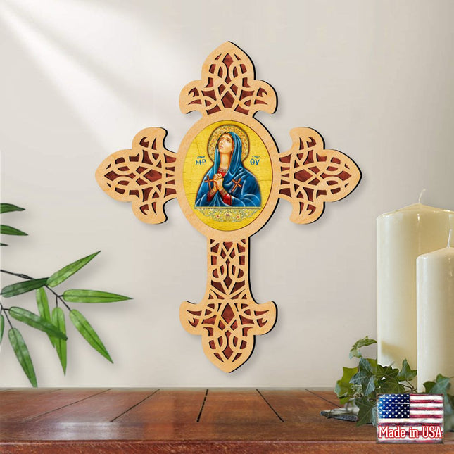 Mary Magdalene Pointy Wooden Cross by Museum Icons - Inspirational Icon Decor - 88314-0