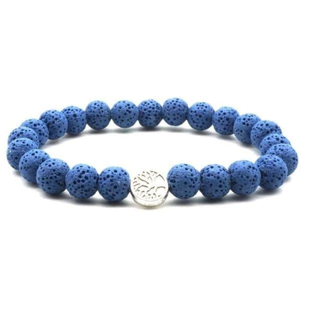 Dark Blue Lava Stone Tree of Life Essential Oil Bracelet-0
