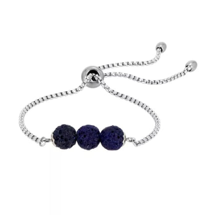 Dark Blue Triple Lava Stone Charm Bracelet-0