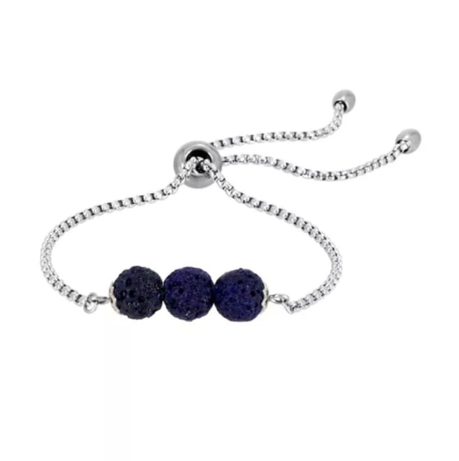Dark Blue Triple Lava Stone Charm Bracelet-0