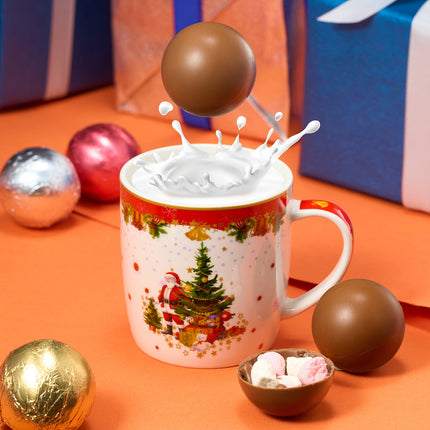Hot Chocolate Bombs - Set of 6-2 Flavors White & Red Swirl Design Caramel & Fudge Brownie Candy Chocolates - Delicious Cocoa Bombs Filled with Marshmallows - Gift Melting Marshmallow Delicious Gifts-1