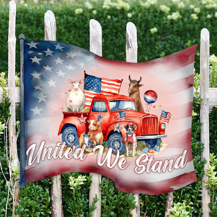 Front door welcome sign American flag United we stand Front porch Patriotic wreath Main entrance banner Welcome sign - Wooden front porch decor - 933106H-1