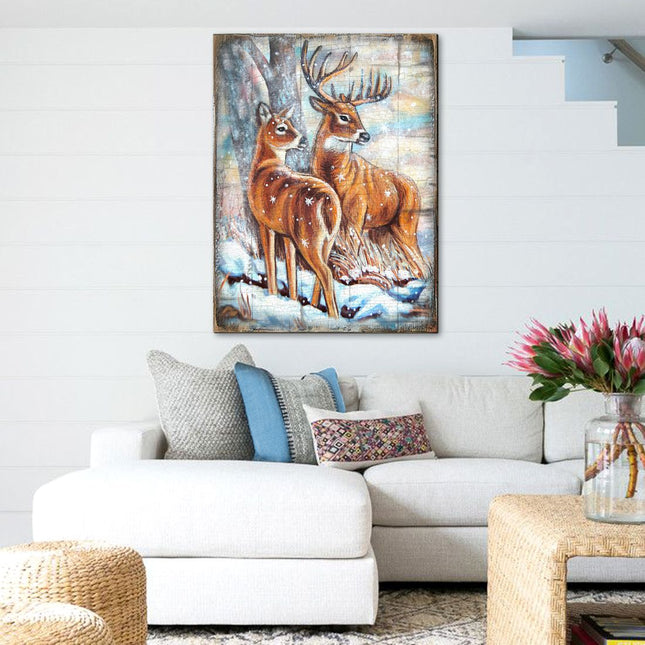 Schmid Deer's Art Wooden Wall Art by Nature Wonders - Nature Wildlife Decor  - 95212B-0