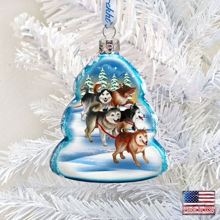 Sleigh Dogs Mercury Glass Ornament by G. DeBrekht - Wildlife Holiday Decor - 771048-1
