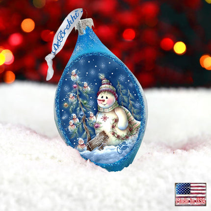 Old Fashion Christmas Drop Glass Ornament by Jamie Mills-Price - Christmas Santa Snowman Decor - 757-301-MP-1