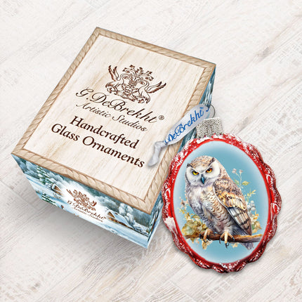 White Owl Mercury Glass Ornaments by G. Debrekht - Wildlife Holiday Decor - 776002-3