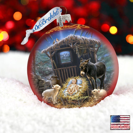 Born in A Stable Glass Ornament by D. Gelsinger - Nativity Holiday Decor - 71157-1726-1