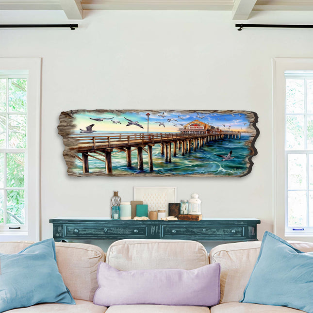 Pier Panorama Wooden Wall Art by G. DeBrekht Coastal Decor - 8491103W-0