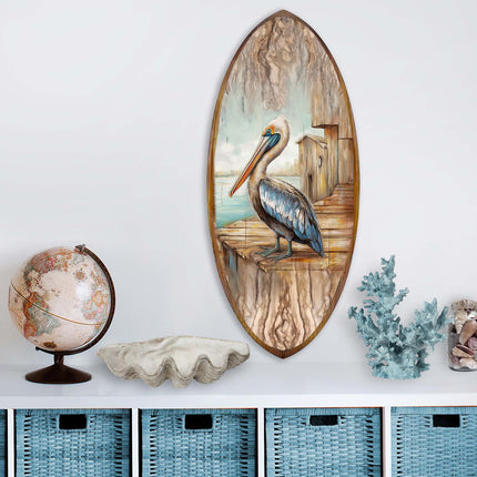 Pelican Surfboard Coastal Wall Art by G. DeBrekht - Coastal Holiday Decor - 8490128HS-1