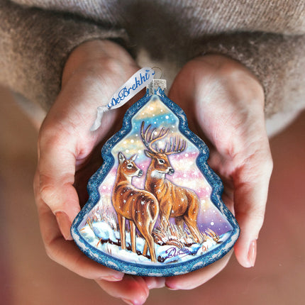 Deer Story Glass Ornament by G. DeBrekht - Wildlife Holiday Decor - 762-029-3