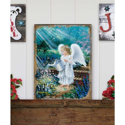 An Angel's Gift Wooden Wall Art by D. Gelsinger - Nativity Holiday Decor - 95661B-9708-4