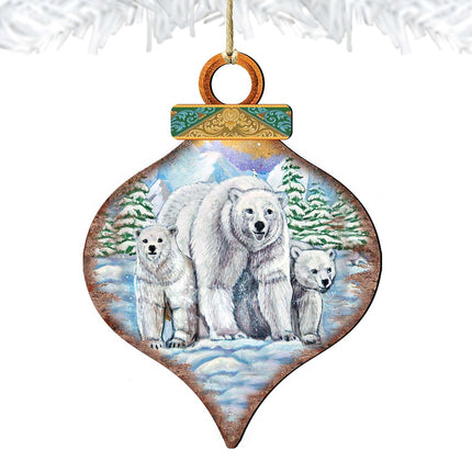 Polar Bears Drop Wooden Ornaments by G. DeBrekht - Wildlife Holiday Decor - 8035215-4