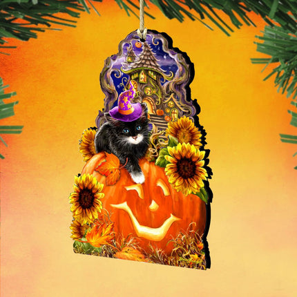 Halloween Kitten Wooden Ornaments by Gelsinger - Thanksgiving Halloween Decor - 8461066-DG-3