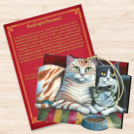 Dinner N Movie Cat Wooden Ornaments by Laura Seeley - Pets Dog and Cats Decor - 8512069-LS-3