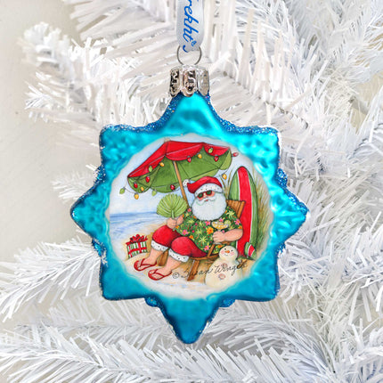 Christmas at the Beach Mercury Glass Ornaments Set of 3 by Susan Winget - Santa and Snowman Decor-3