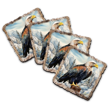 Bald Eagle Wooden Cork Coasters Gift Set of 4 by Nature Wonders Nature Wildlife Decor  - 95399C-S4-2