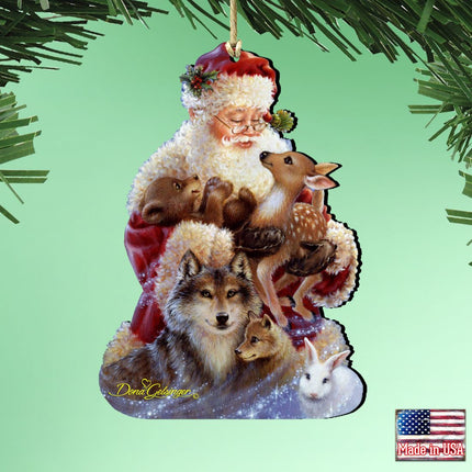Santa Little Friends Wooden Ornaments by Gelsinger - Christmas Santa Snowman Decor - 8161012-9914-1