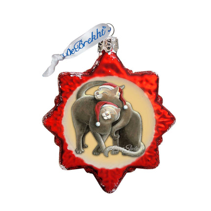 Christmas Cuddling Kitties Mercury Glass Ornament by Laura Seeley - Pets Dog and Cats Decor - 779213-2068-4