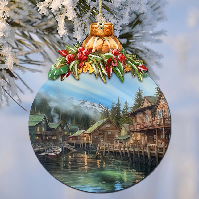 Frozen Peaks Homes Wooden Ornaments by G.Debrekht - Wildlife Holiday Decor - 870013-0